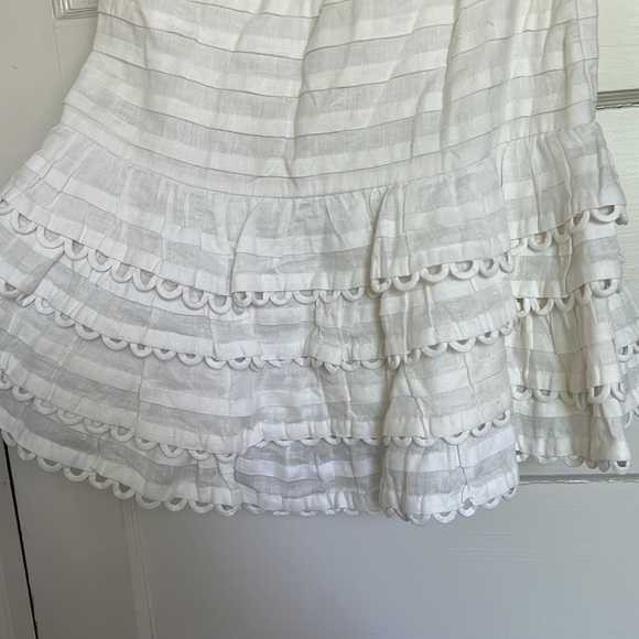 ZIMMERMAN ALLIA COLD-SHOULDER RUFFLED LINEN MINI DRESS (Zimmerman Size 2/US 6) - Picture 7 of 7